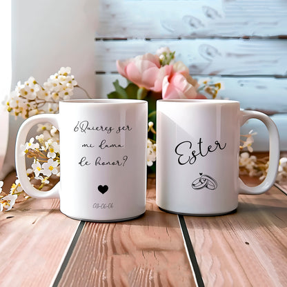 Taza boda "¿Quieres ser mi dama de honor?"