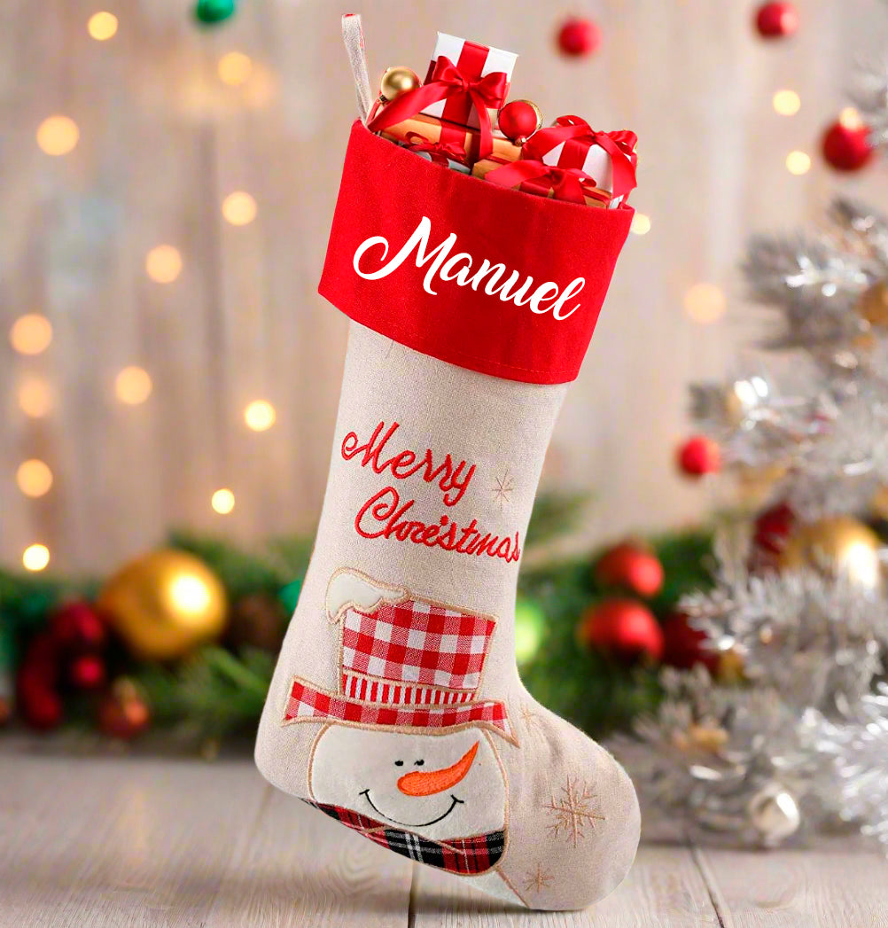 Calcetin navideño para chimenea personalizado