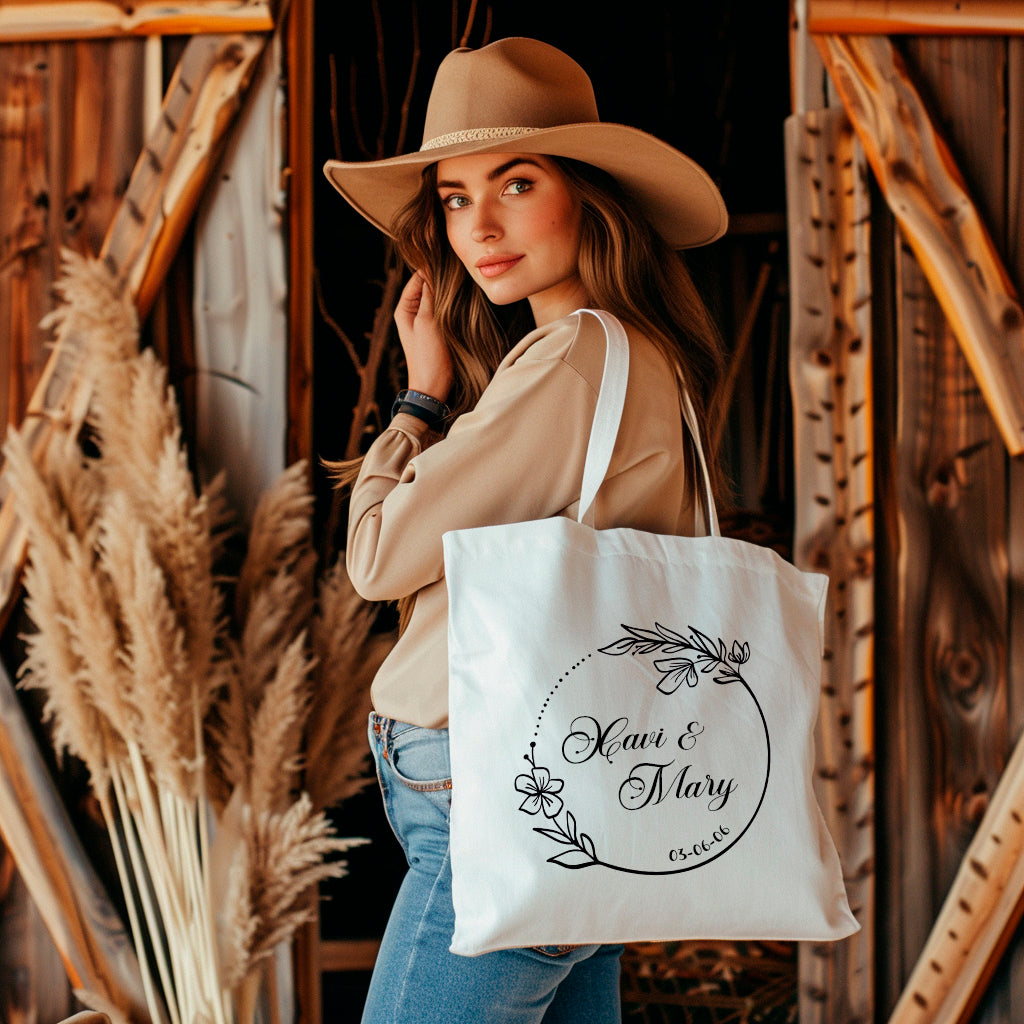 Bolsa totebag para boda "Nombres"